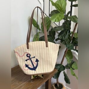 Vera Bradley Beige and Navy Anchor Tote NWT